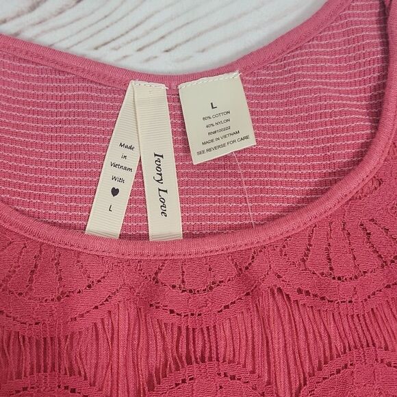 WOMENS Ivory Love Lace Cold Shoulder Size Large 3/4 Sleeve Color Holly Berry - Picture 4 of 9